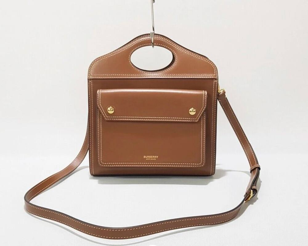 Burberry Brown Mini Topstitched Pocket Bag